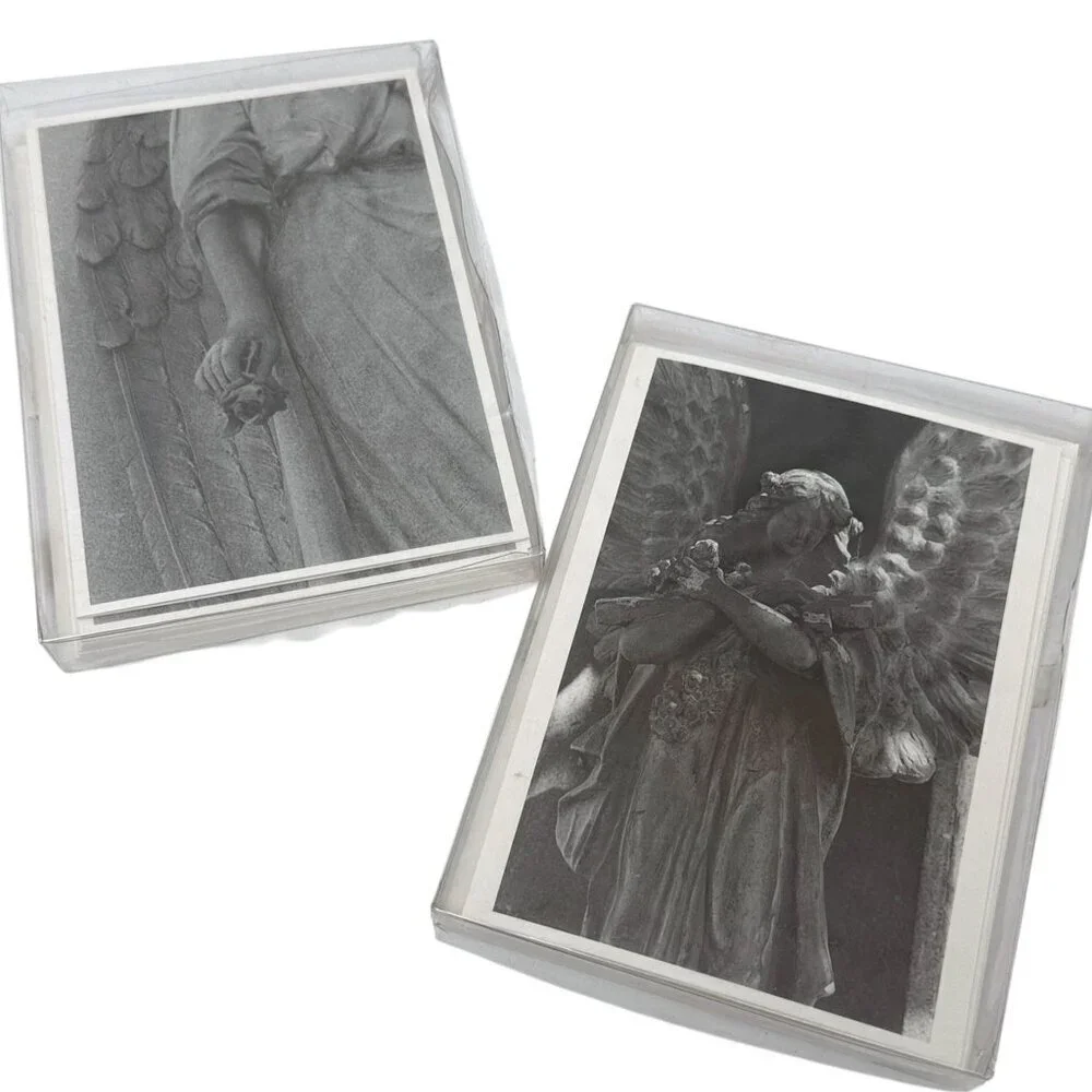 Pottery Barn Christmas Cards Angel Statue by Lilo Raymond 16 Cards, 2 Styles